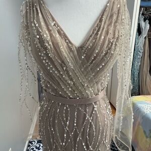 Black Label Elegant Long Sleeve Gown in Gray